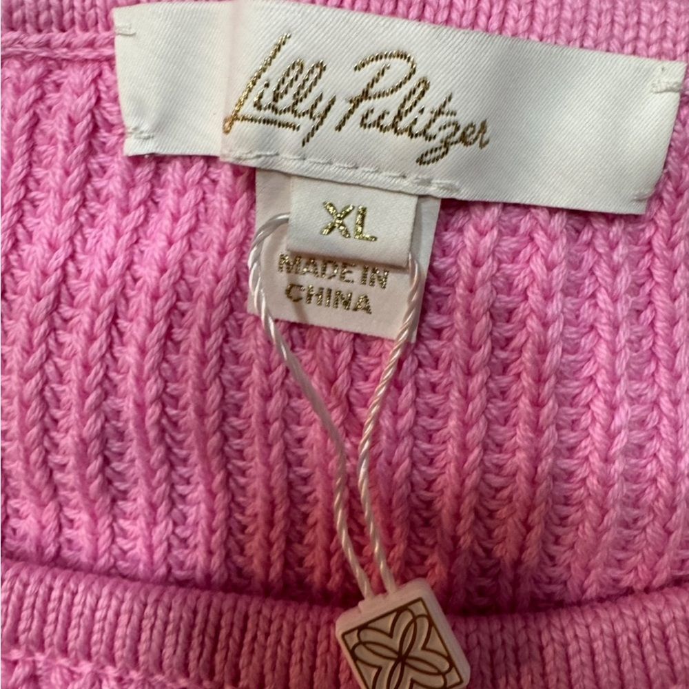 Lilly Pulitzer Bristow Ribbed Cardigan & Matching Tank Set In Pink Bliss NWT XL - Picture 2 of 16